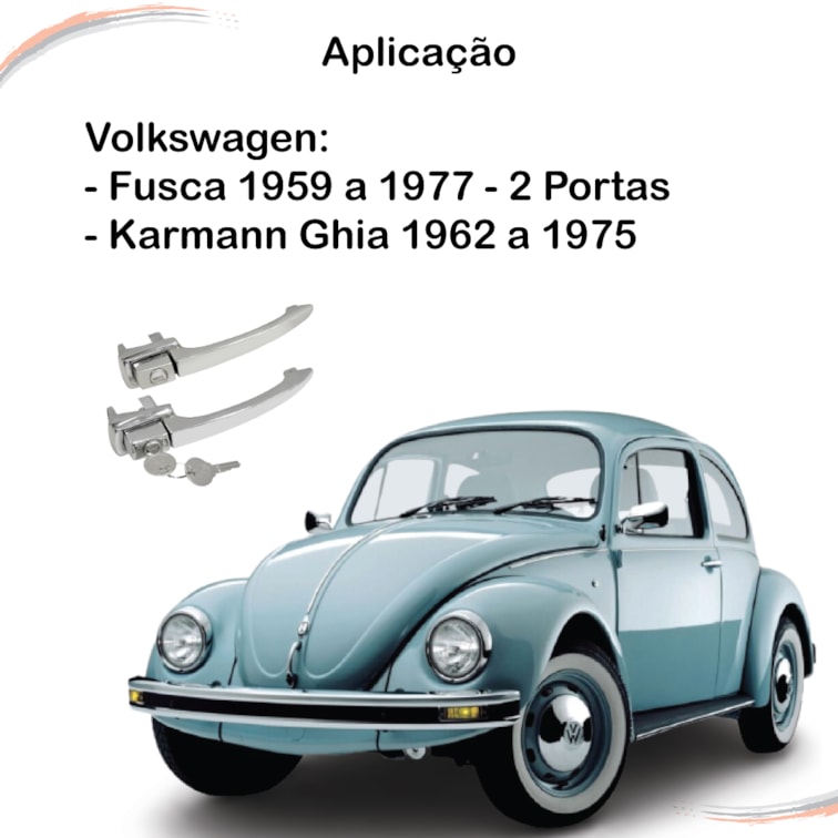 Par Maçaneta Externa Cromada C/ Chave Fusca 59 a 77 2 Portas
