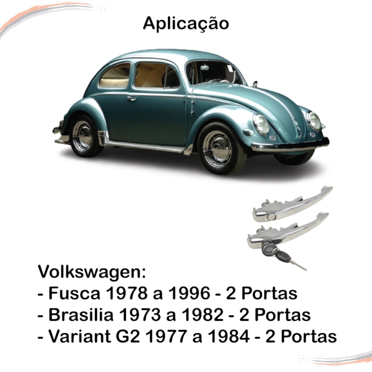 Par Maçaneta Externa Cromada C/ Chave Fusca 78 a 96 2 Portas