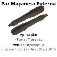 Par Maçaneta Externa Puxador Tucson Porta Traseira 05 a 16