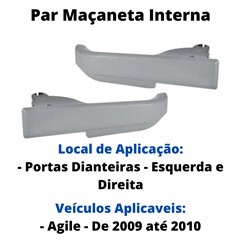 Par Maçaneta Interna Puxador Cinza Portas Dianteiras Esquerda e Direita Agile De 2009 até 2014