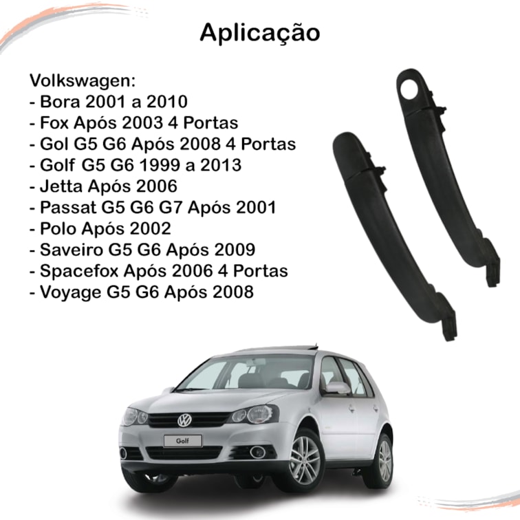 Par Maçanetas Diant Preto C/ Furo Golf Bora Jetta 99 a 13
