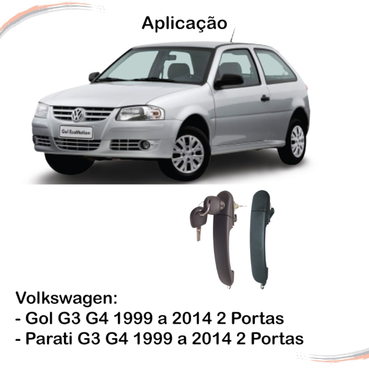 Par Maçanetas Externa Snake Key Gol Parati 99 a 14 2 Portas