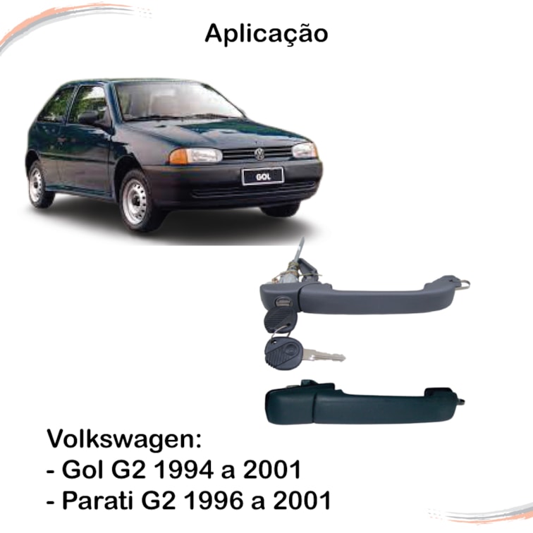 Par Maçanetas Preto Diant C/ Chave Gol Parati G2 96 a 01