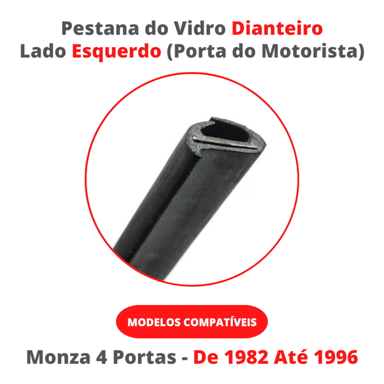 Pestana Interna Porta Motorista Borracha Vidro Dianteiro Monza