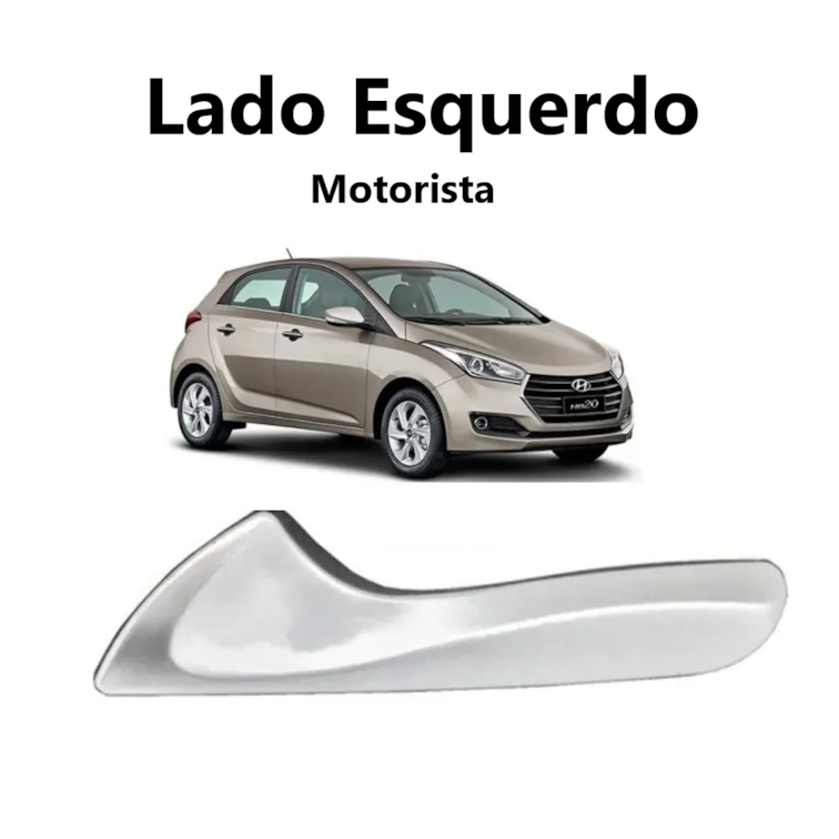 Puxador Gatilho Esq Maçaneta Interna Hb20 2014 2015 Prata