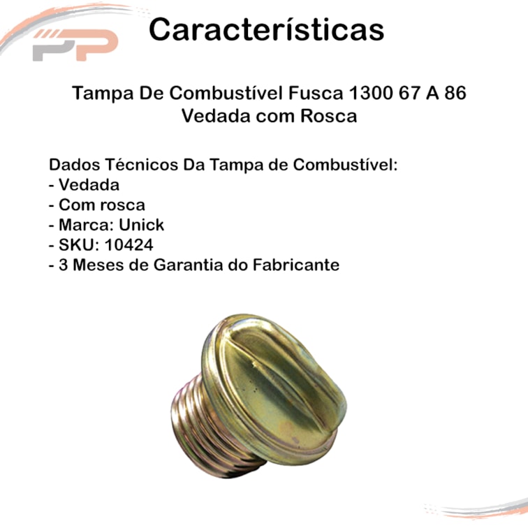 Tampa De Combustível Fusca 1300 67 A 86 Vedada com Rosca